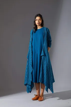 Mati Hooded Koza Blue Dress & Overlay Set