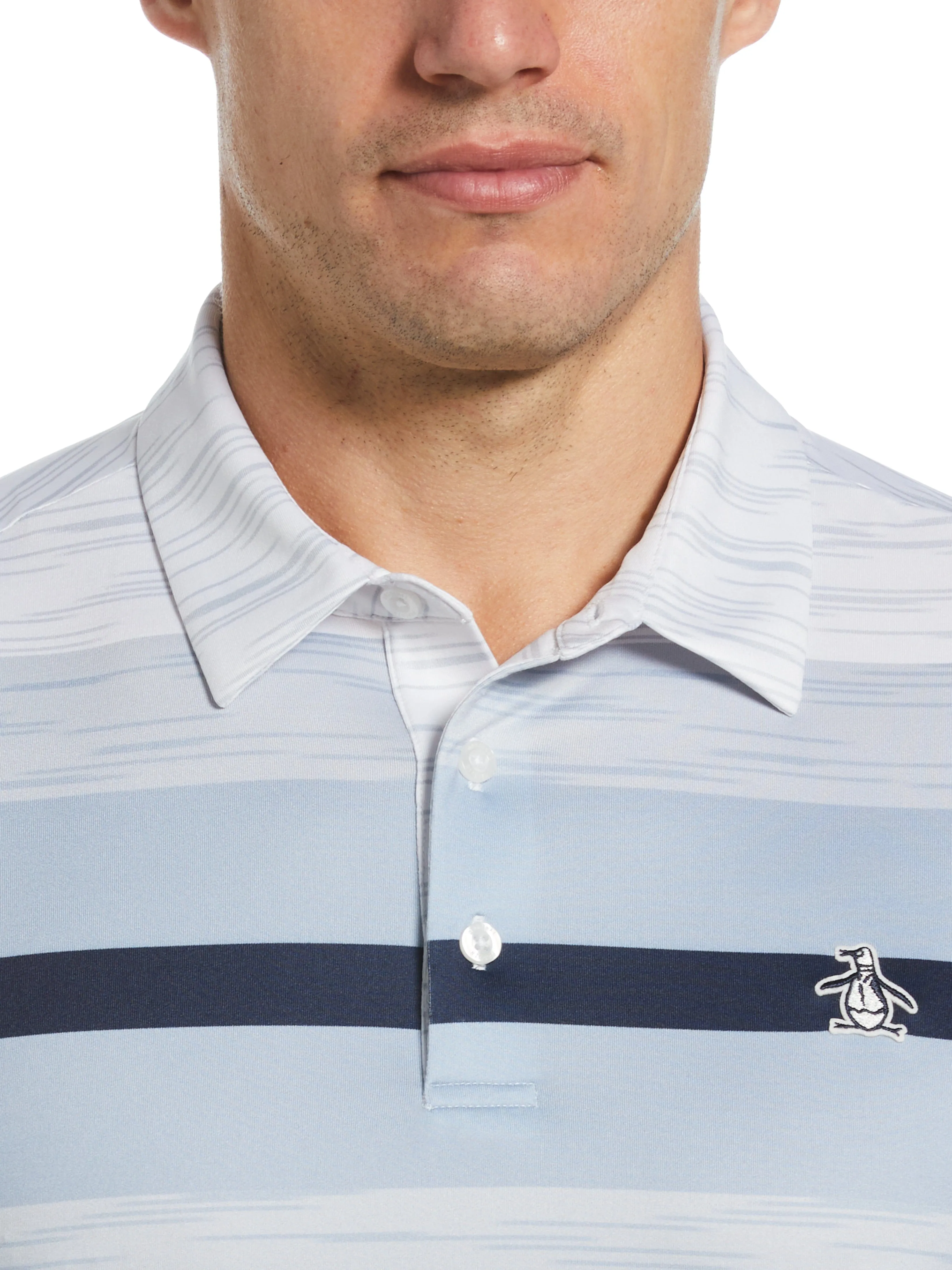 Men's Color Block Engineered Marl Stripe Polo