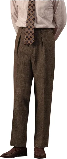 Men's Suit Pants Tweed Herringbone Pants Vintage Wool Mens Dress Trousers