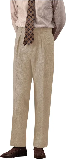 Men's Suit Pants Tweed Herringbone Pants Vintage Wool Mens Dress Trousers