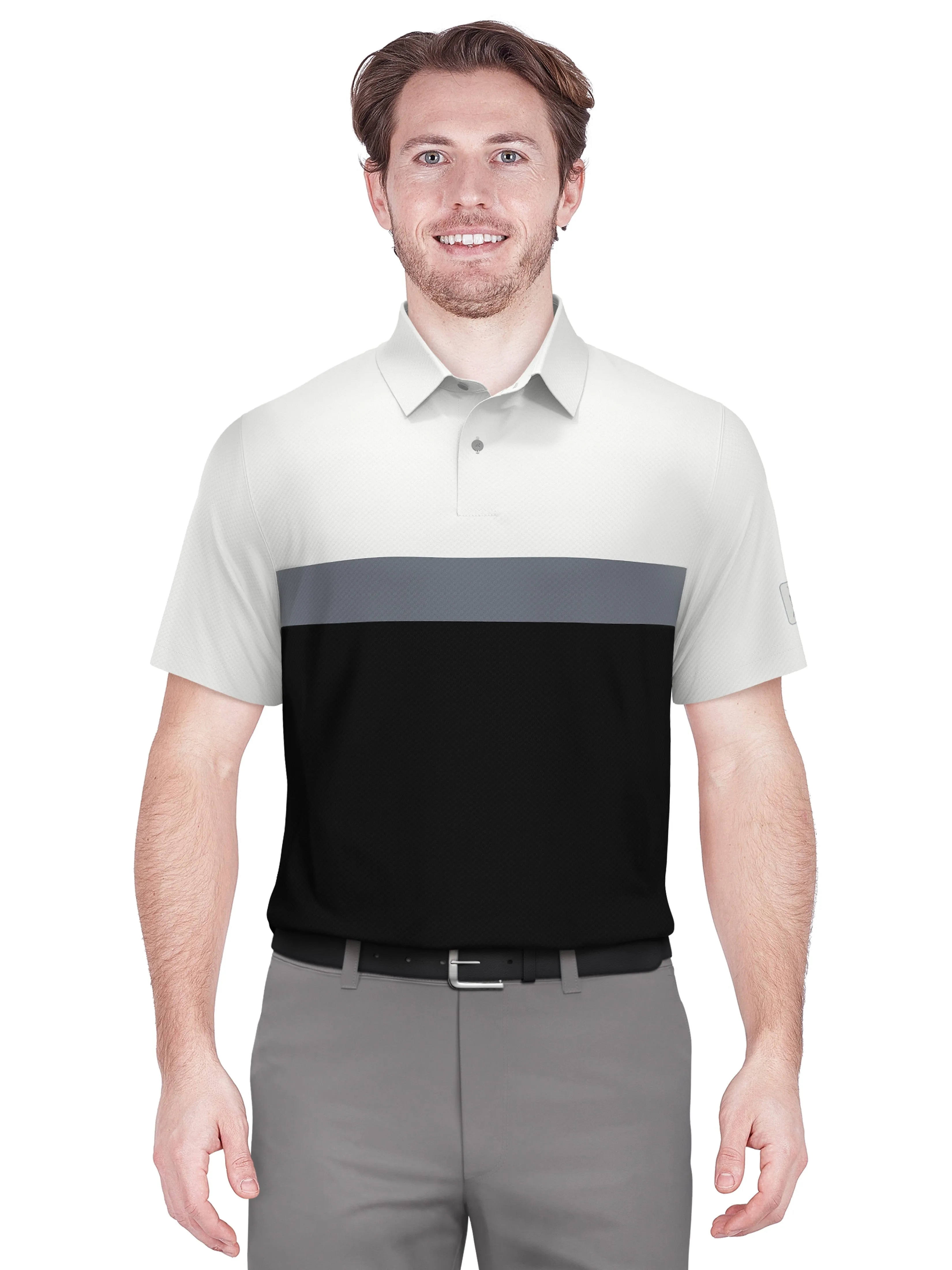 Men's Textured Color Block Golf Polo