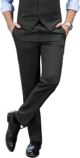 Mens Vintage Tweed Dress Pants Slacks Trousers Regular Fit Suit Pants for Men