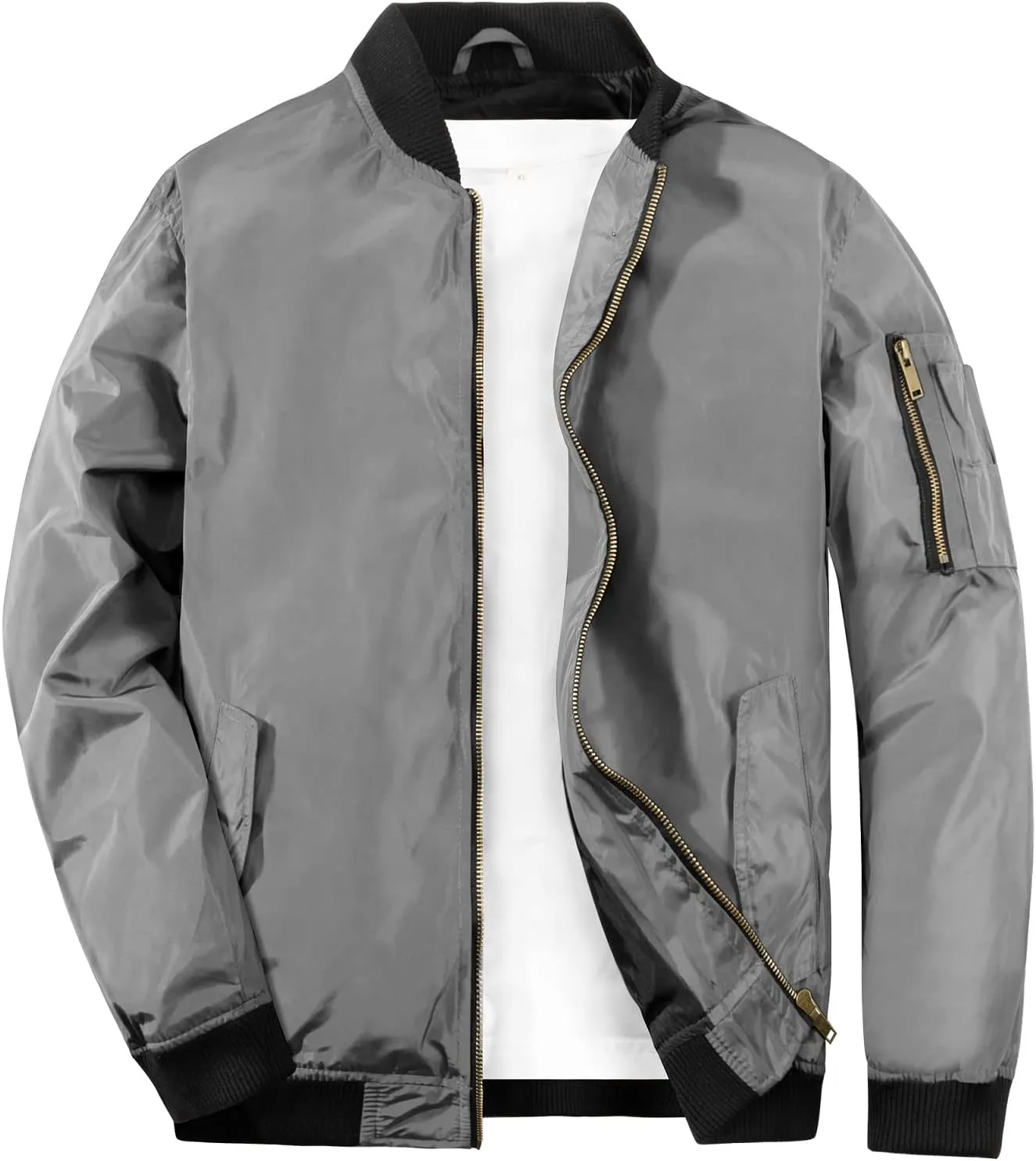 Mywu Mens Bomber Jacket Slim Fit Casual Windproof Lightweight Jackets