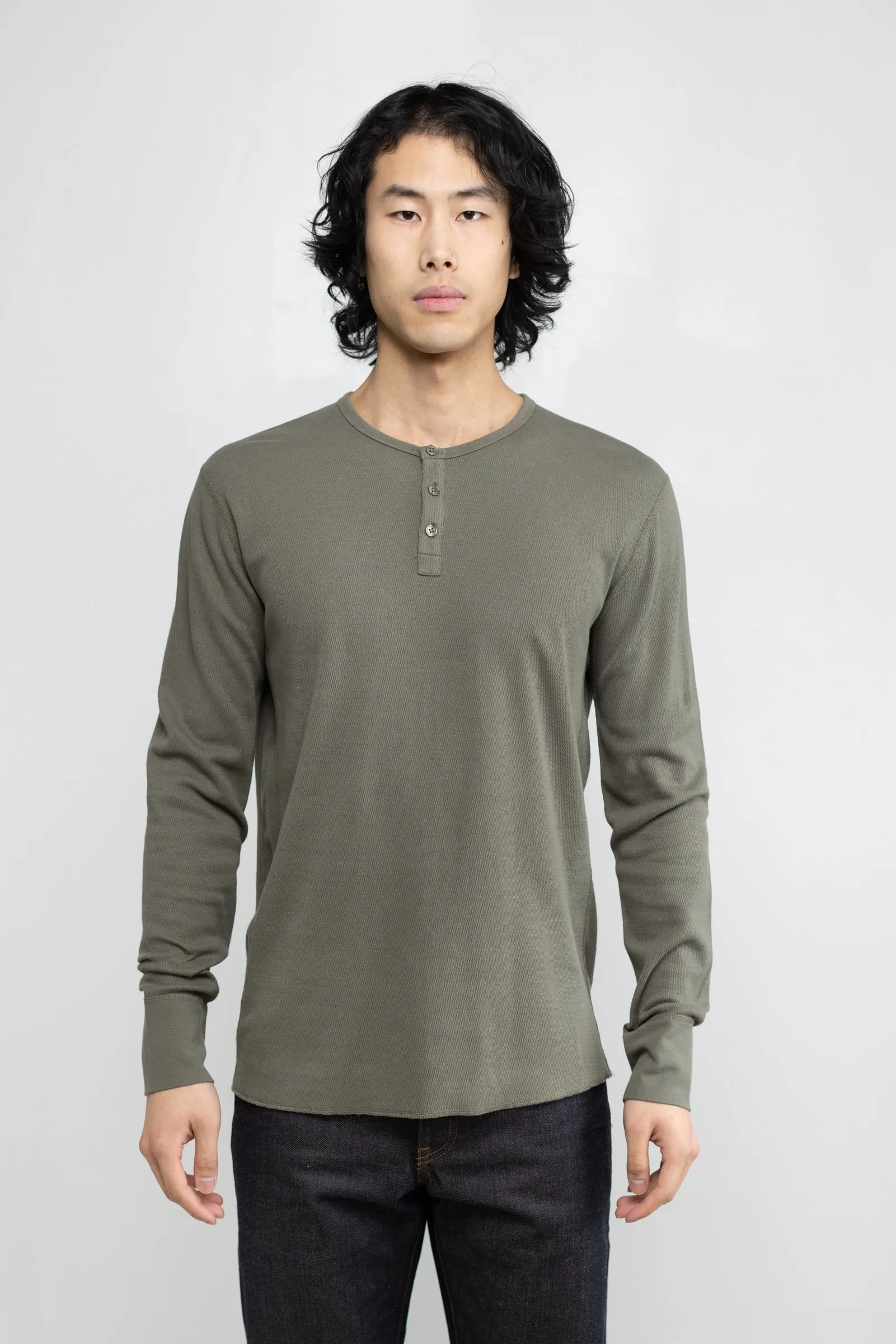 NS2154-7 Mesh Thermal Long Sleeve Henley in Army Green