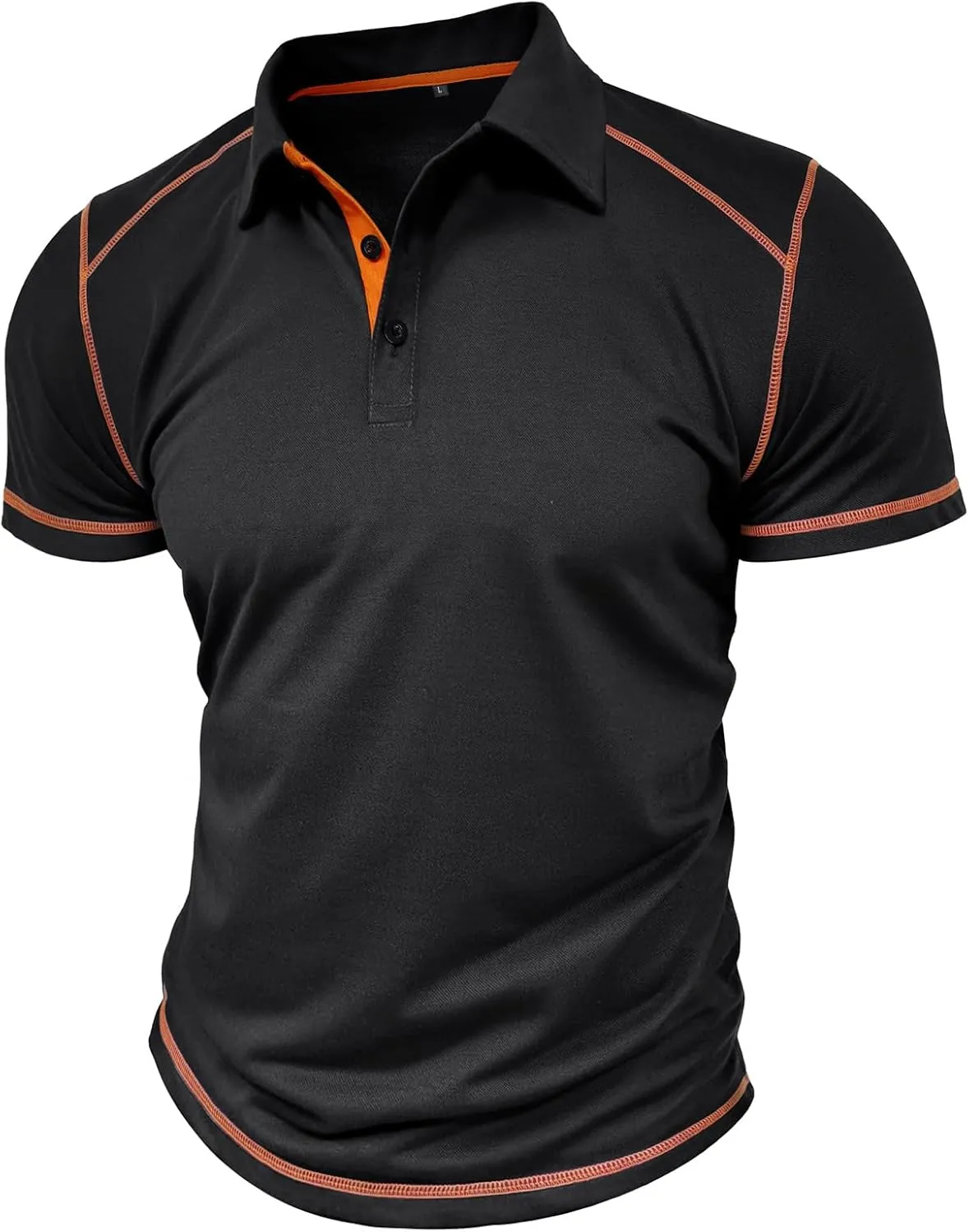Nuofengkudu Men's Polo Shirts Short Sleeve Slim Fit Tops Color Block Casual Golf T-Shirt