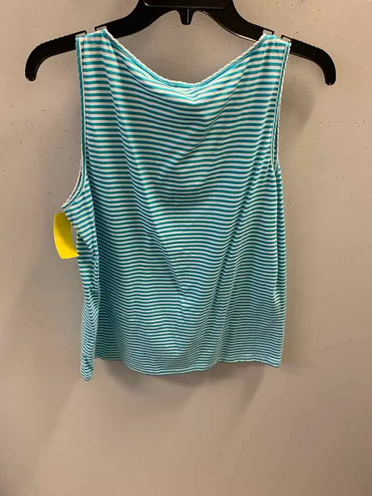 NWT TALBOTS Tops Size PL AQUA/WHT Stripe TOP