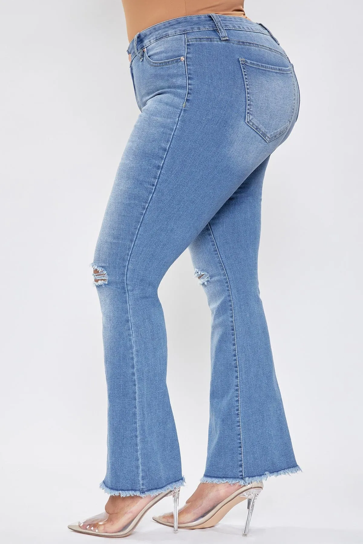 Plus Size Women's  Distressed Super Flare Jeans
