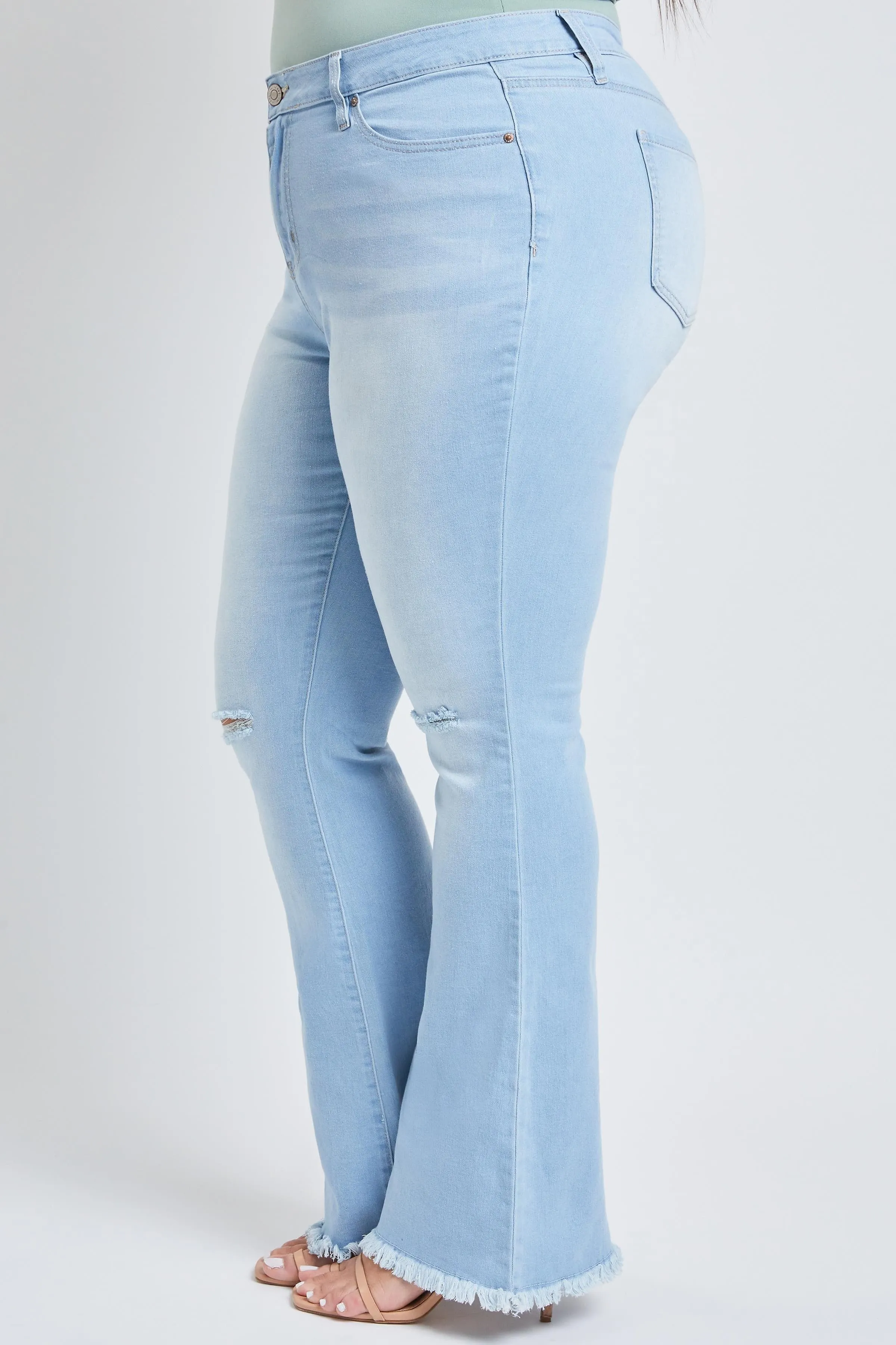 Plus Size Women's  Distressed Super Flare Jeans