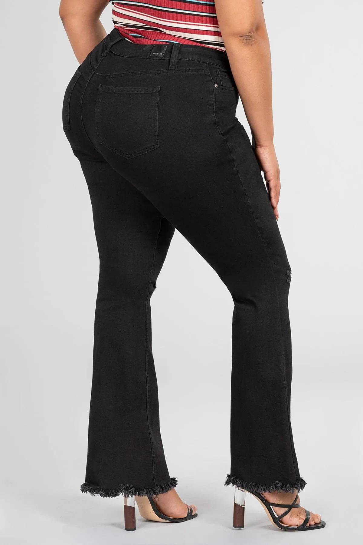 Plus Size Women's  Distressed Super Flare Jeans