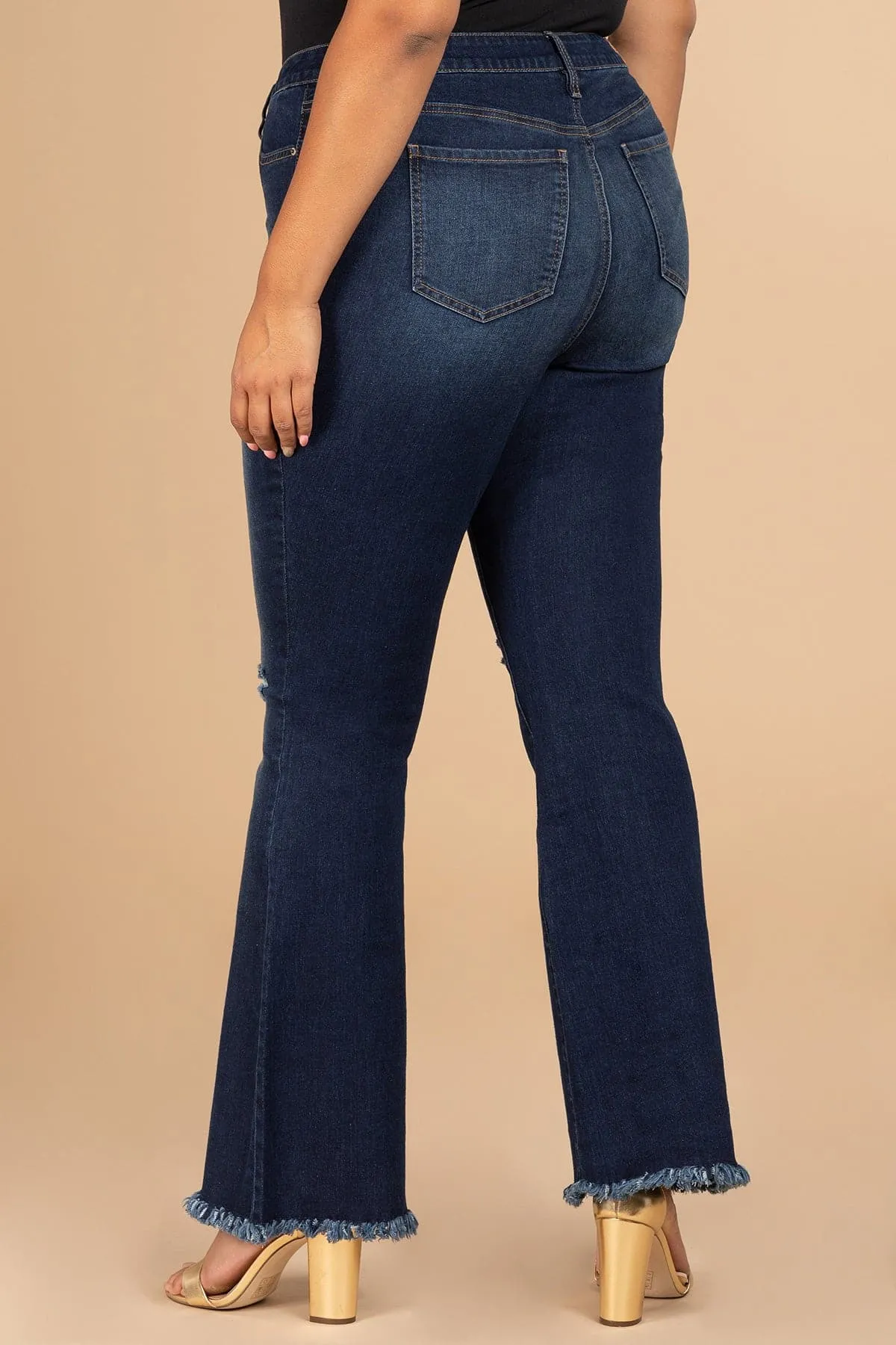 Plus Size Women's  Distressed Super Flare Jeans