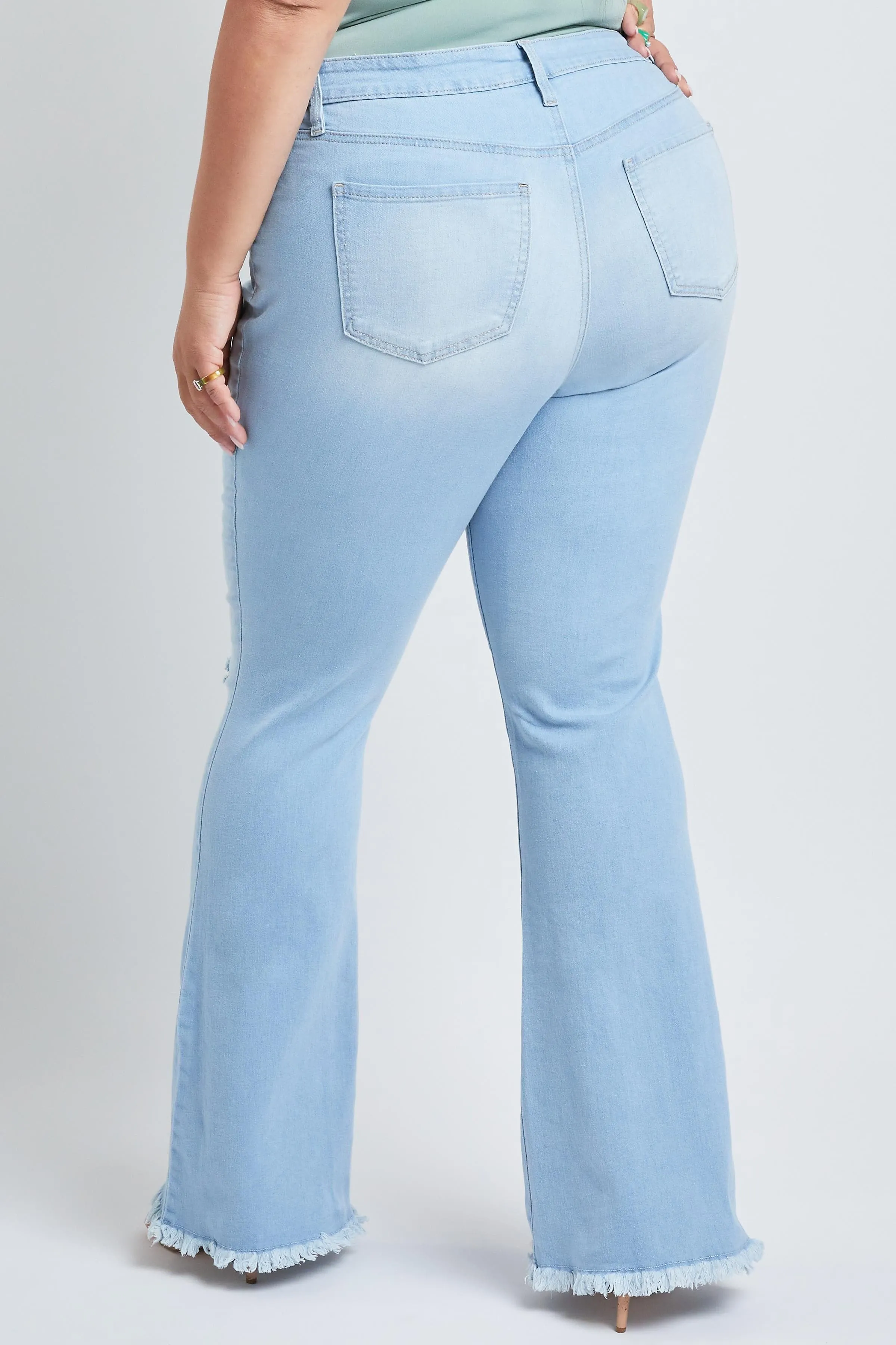 Plus Size Women's  Distressed Super Flare Jeans