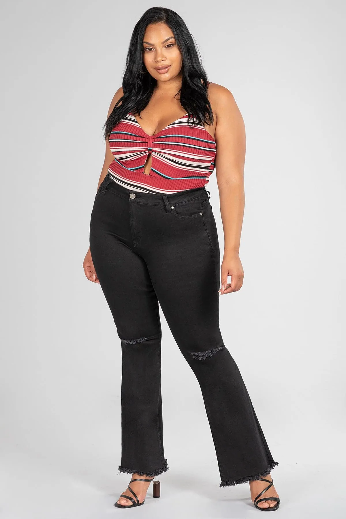 Plus Size Women's  Distressed Super Flare Jeans