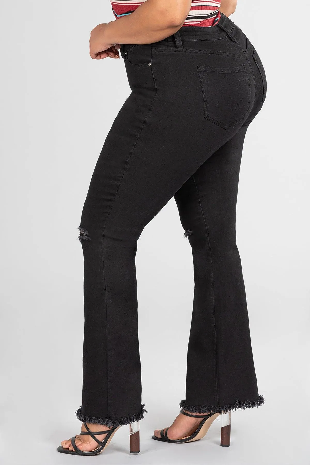 Plus Size Women's  Distressed Super Flare Jeans