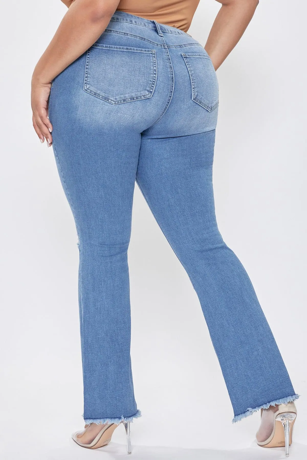 Plus Size Women's  Distressed Super Flare Jeans
