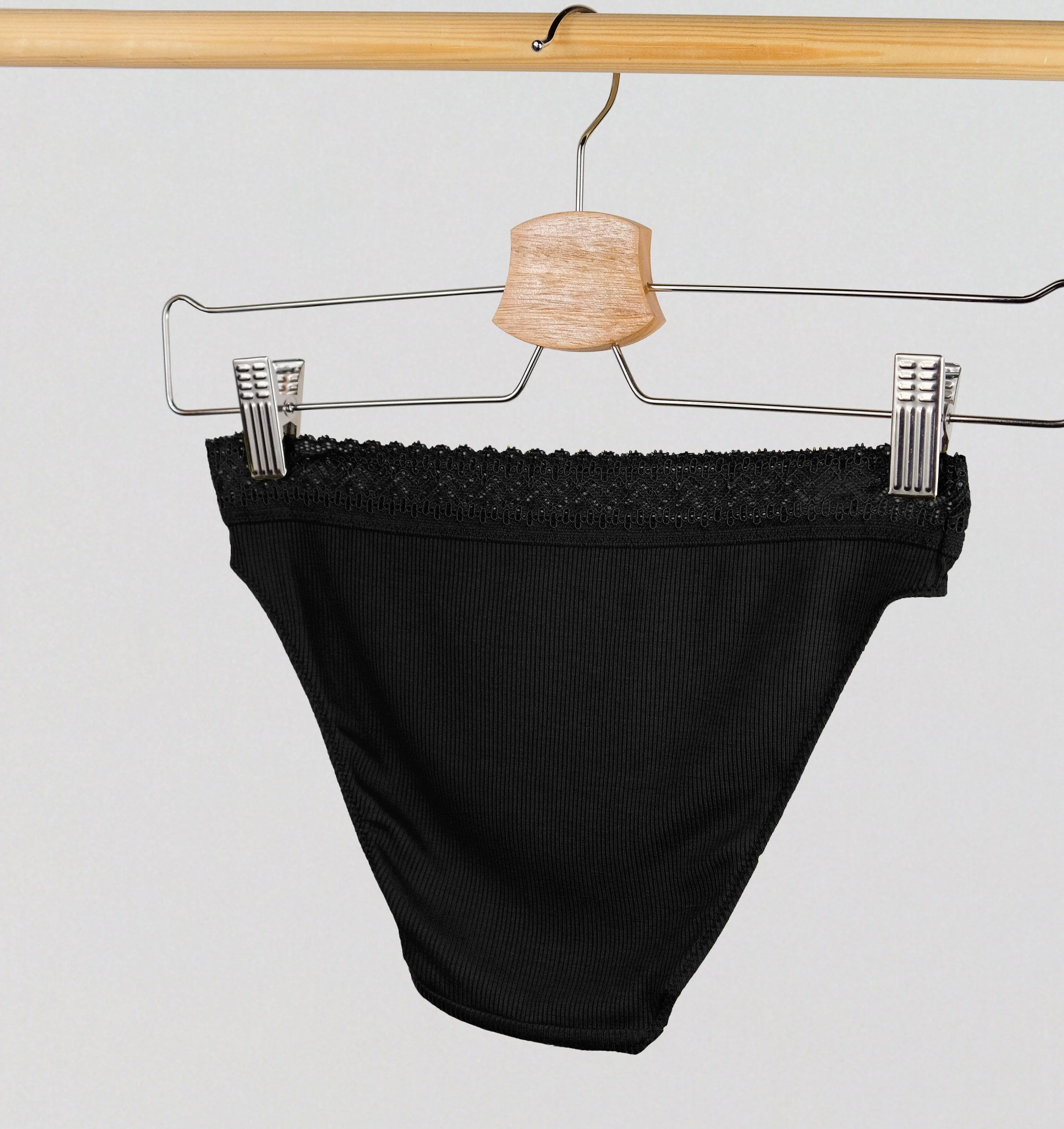 Ribbed modal & cotton brief [Black]