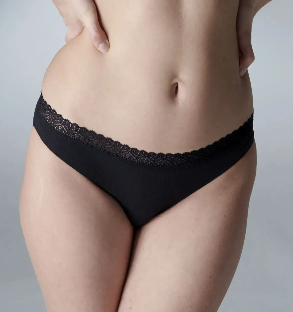 Ribbed modal & cotton brief [Black]