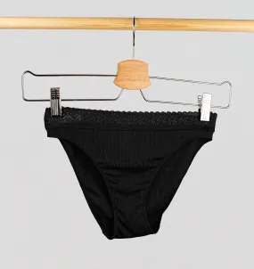 Ribbed modal & cotton brief [Black]