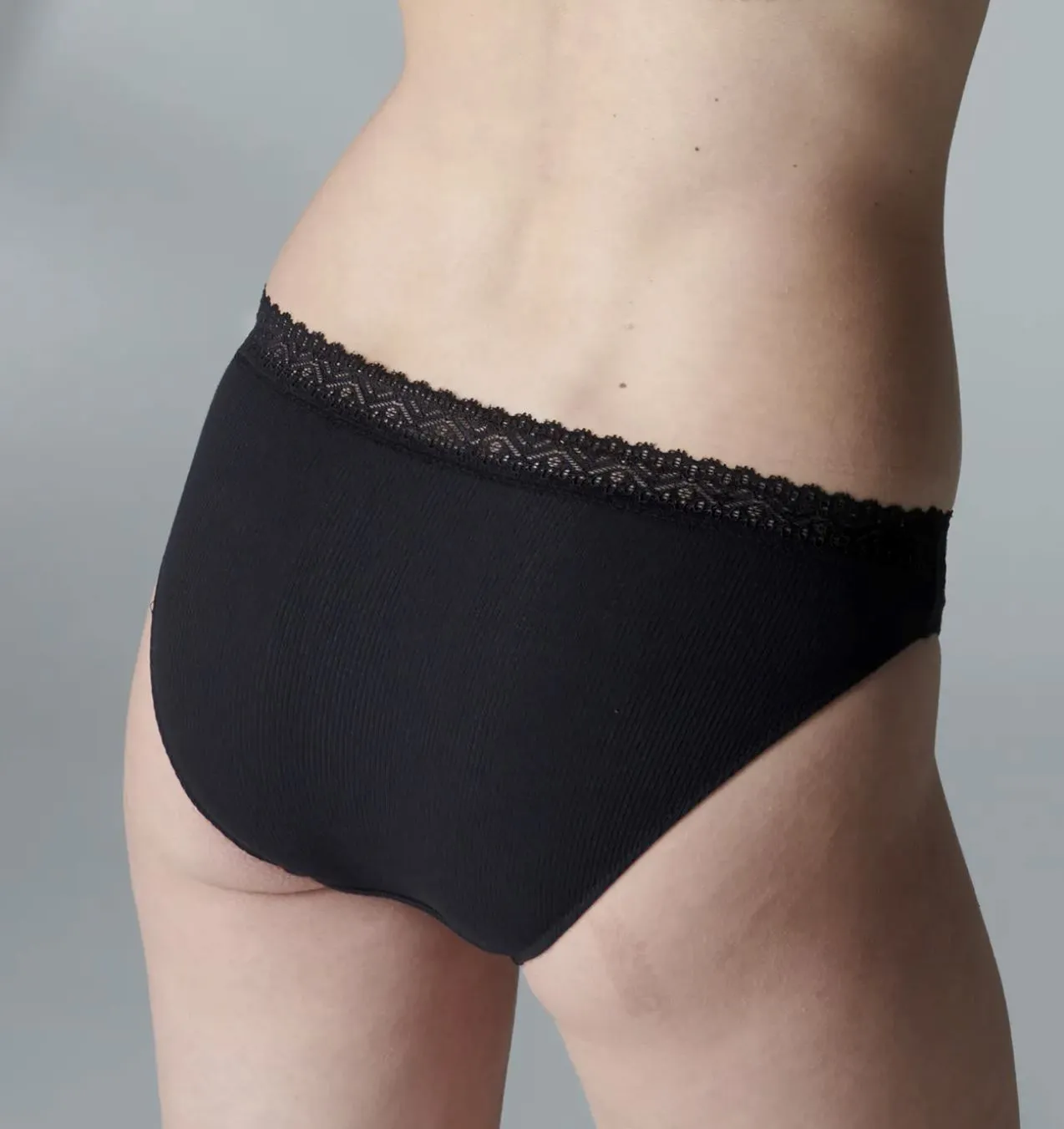 Ribbed modal & cotton brief [Black]