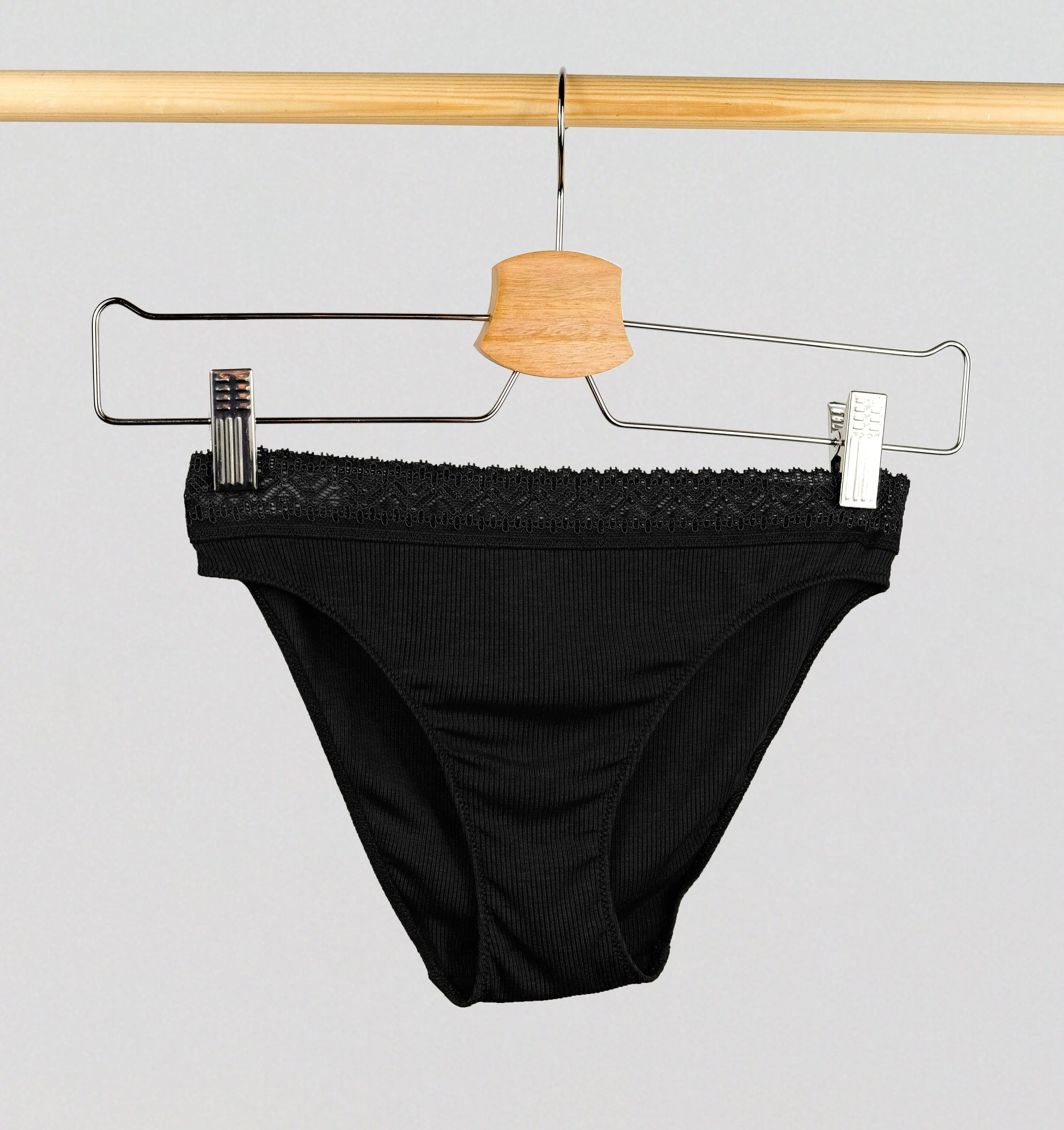 Ribbed modal & cotton brief [Black]
