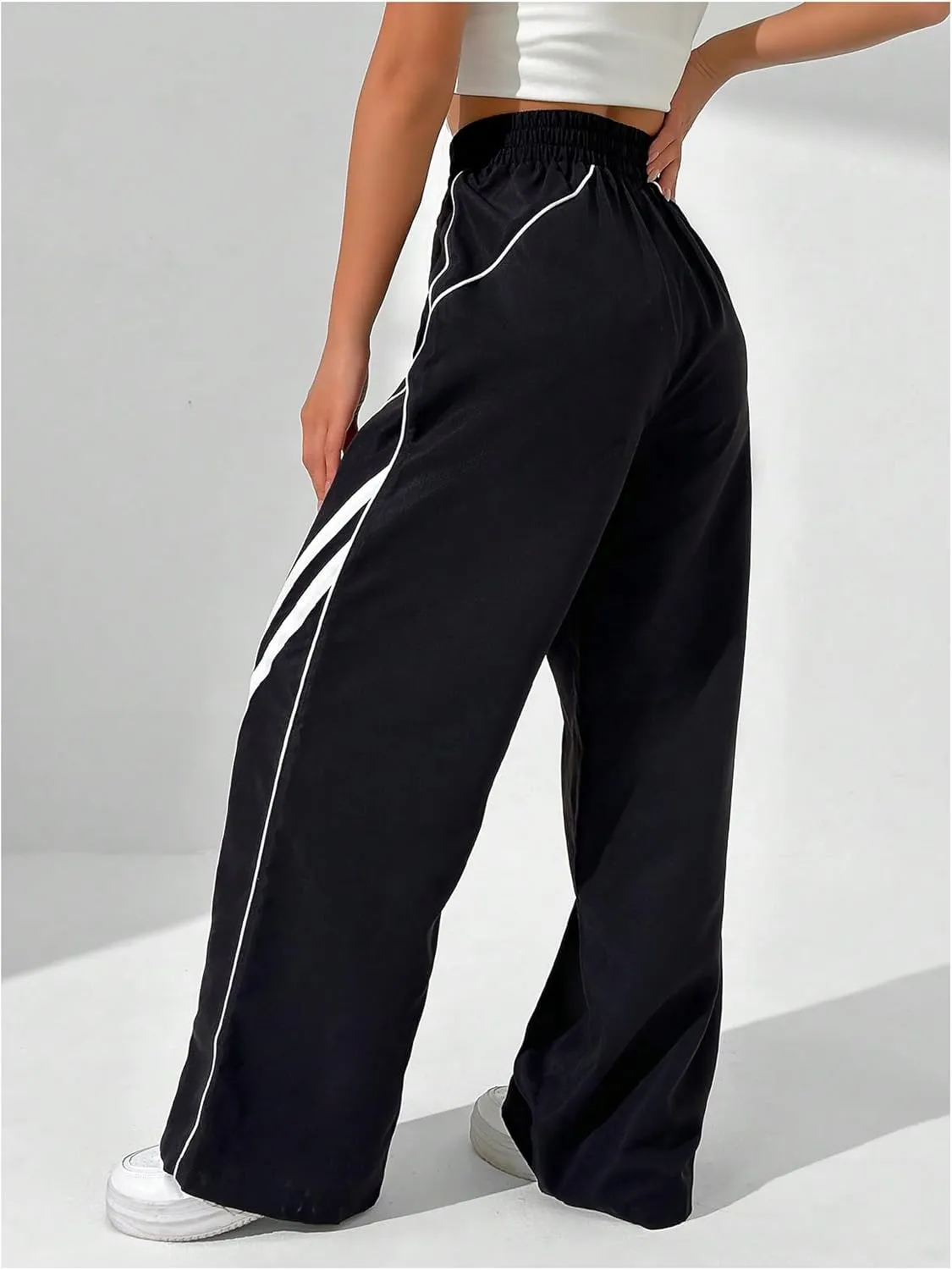 SOLY HUX Women's Color Block Striped Baggy Wide Leg Pants Elastic High Waisted Y2k Sweatpants