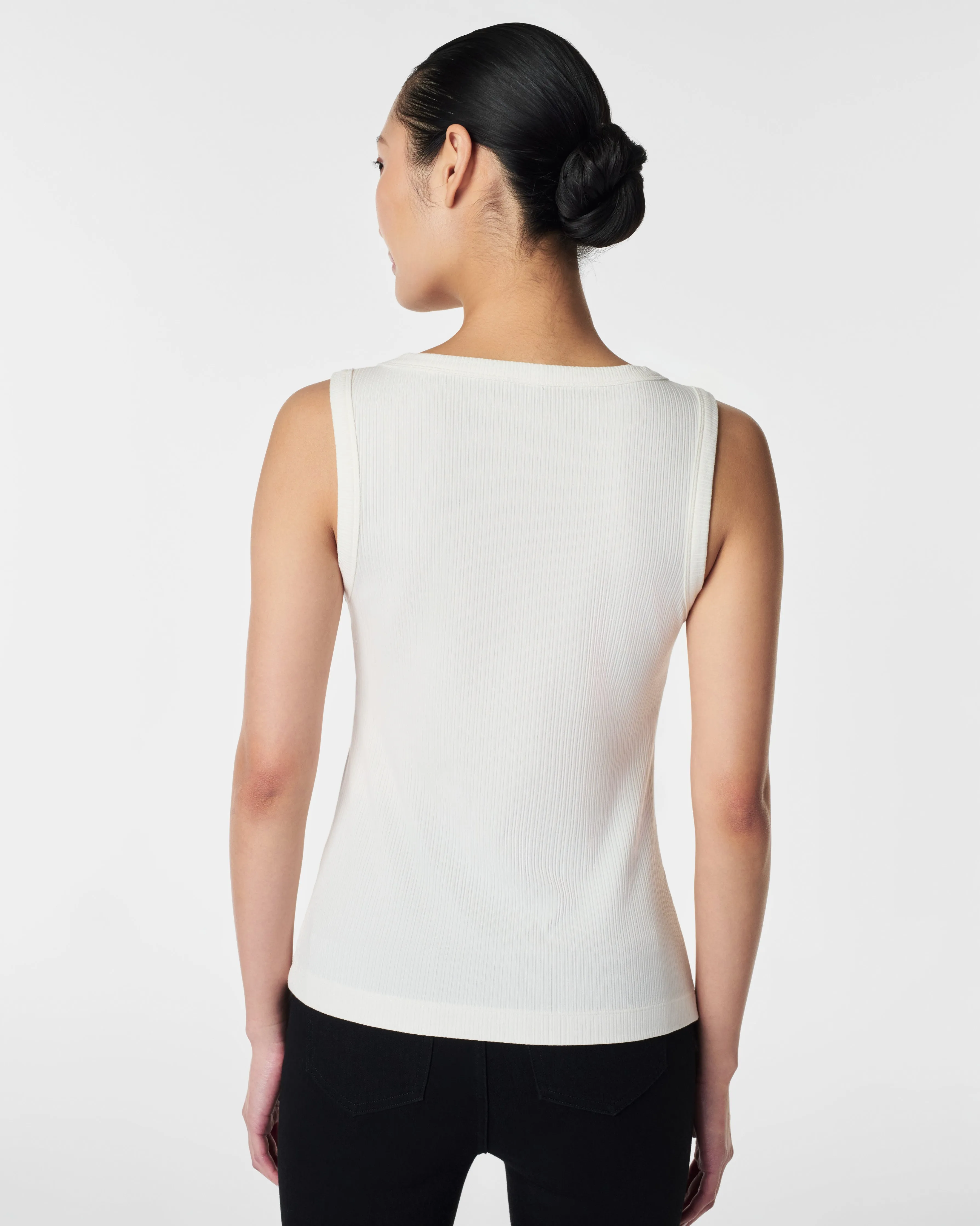 Stretch Rib Scoop Neck Tank