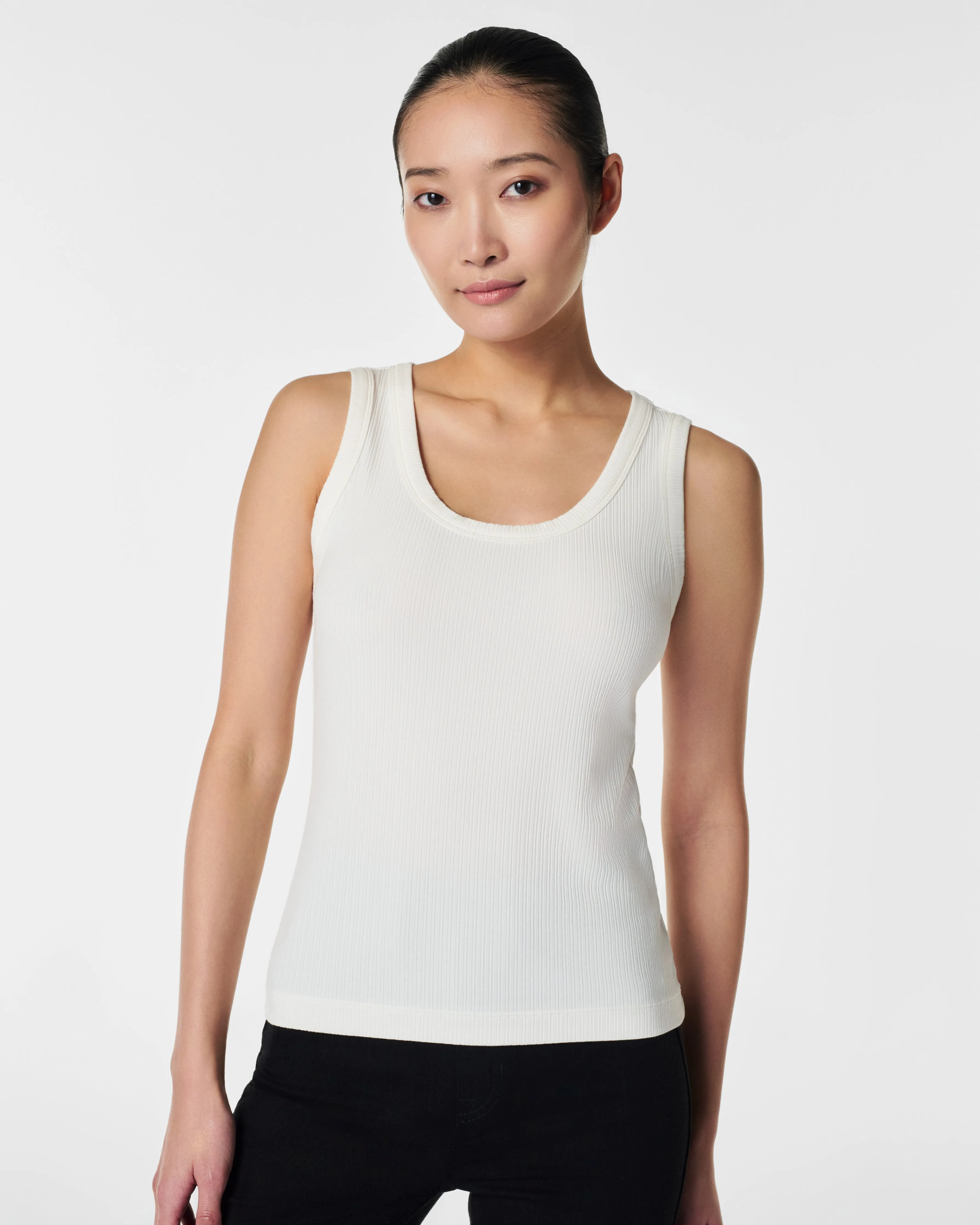 Stretch Rib Scoop Neck Tank