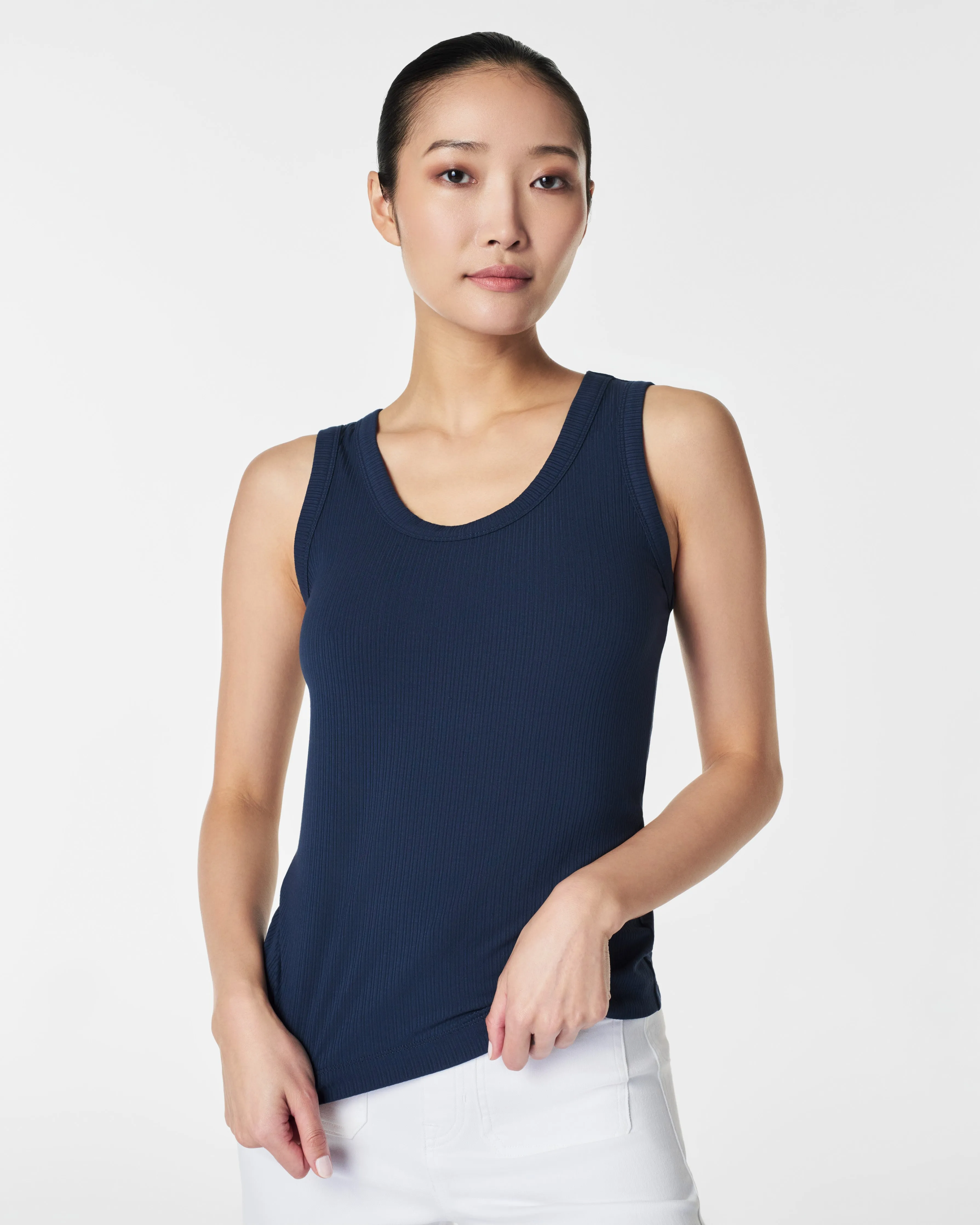 Stretch Rib Scoop Neck Tank