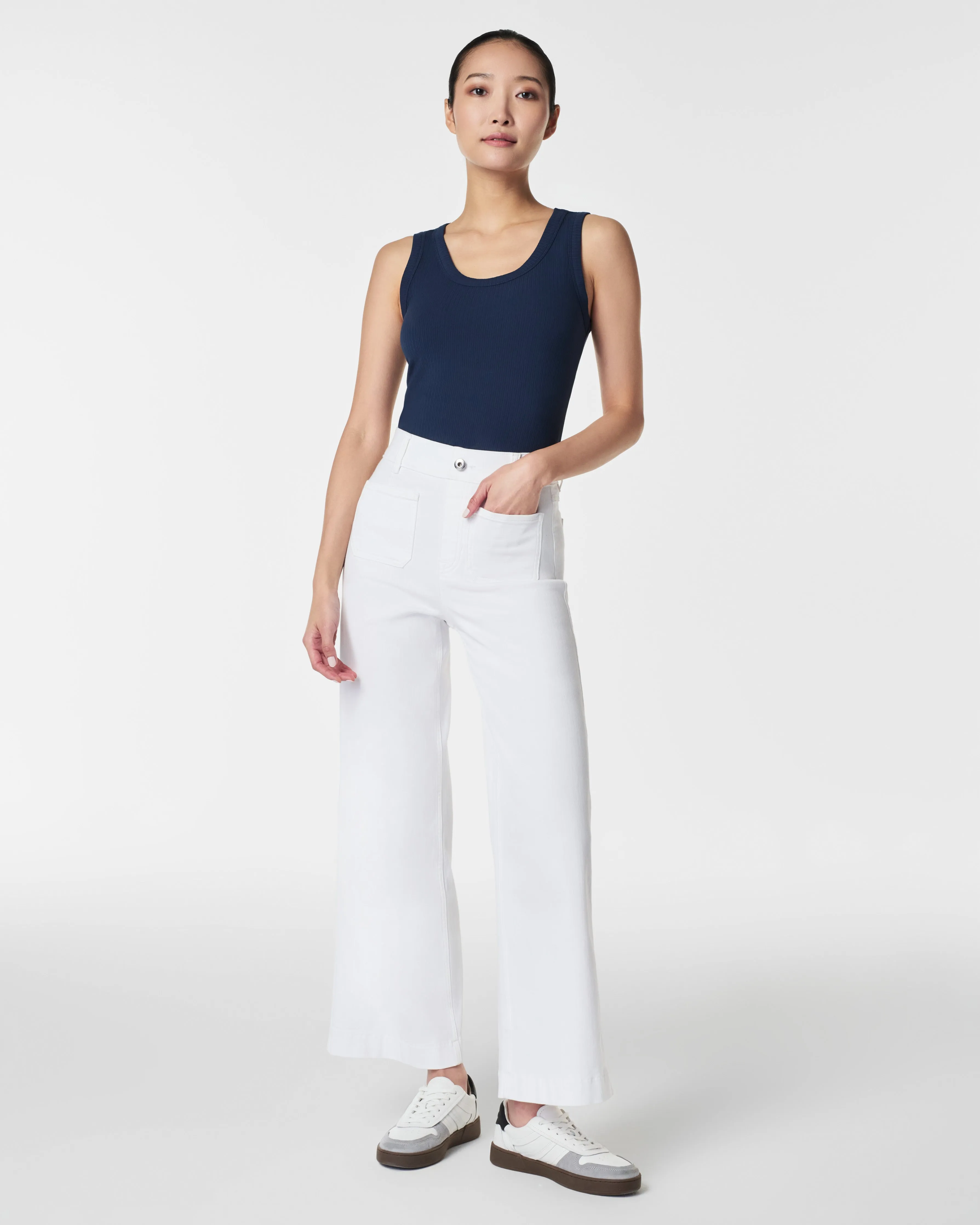 Stretch Rib Scoop Neck Tank
