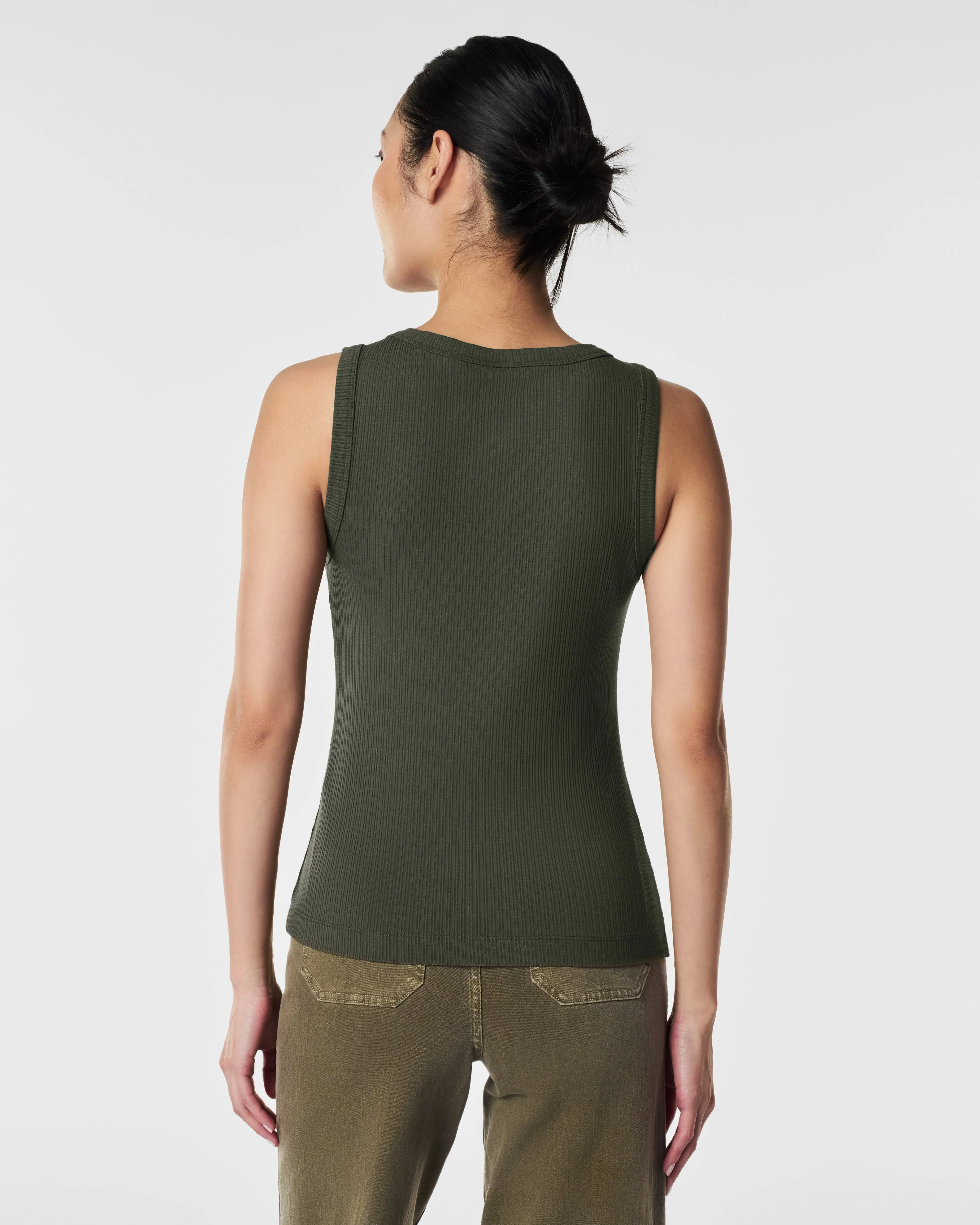 Stretch Rib Scoop Neck Tank