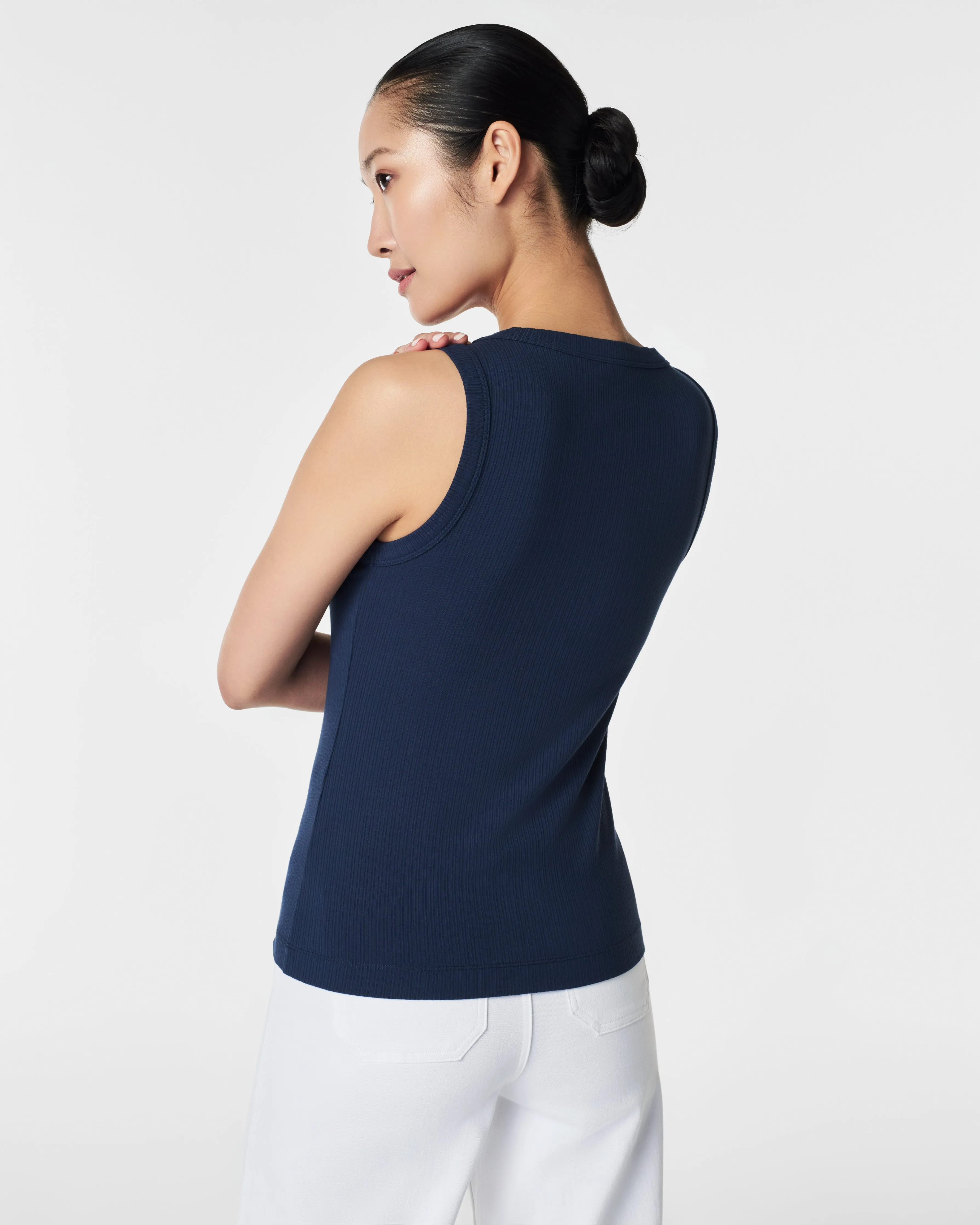 Stretch Rib Scoop Neck Tank