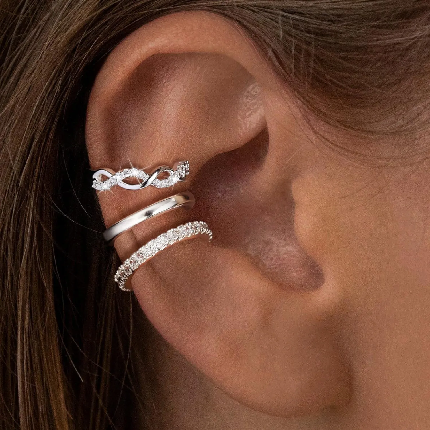 Stud Earrings Sets for Women Non Piercing - Small 14K Gold/Silver Plated CZ Thin Pearl Huggie Hoop Earring Hypoallergenic Dainty Ear Cuff Trendy Gifts