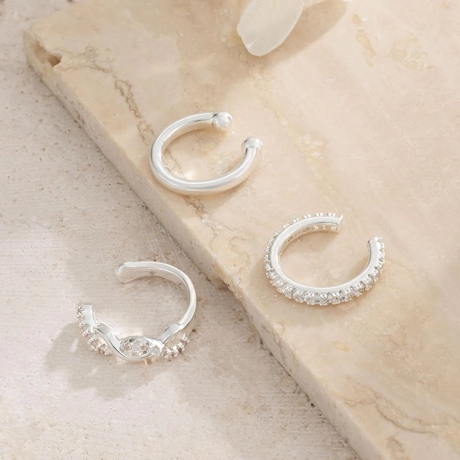 Stud Earrings Sets for Women Non Piercing - Small 14K Gold/Silver Plated CZ Thin Pearl Huggie Hoop Earring Hypoallergenic Dainty Ear Cuff Trendy Gifts