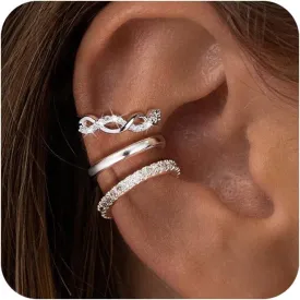 Stud Earrings Sets for Women Non Piercing - Small 14K Gold/Silver Plated CZ Thin Pearl Huggie Hoop Earring Hypoallergenic Dainty Ear Cuff Trendy Gifts