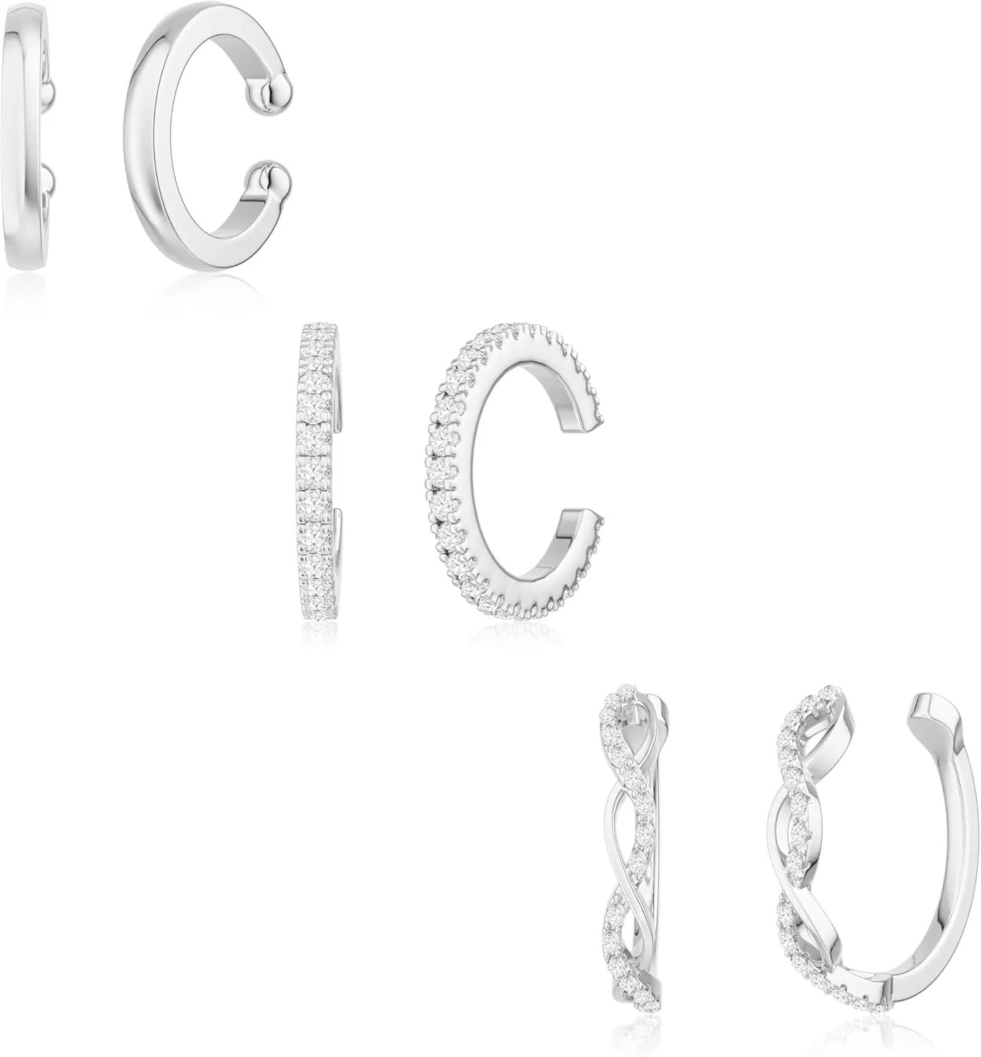 Stud Earrings Sets for Women Non Piercing - Small 14K Gold/Silver Plated CZ Thin Pearl Huggie Hoop Earring Hypoallergenic Dainty Ear Cuff Trendy Gifts