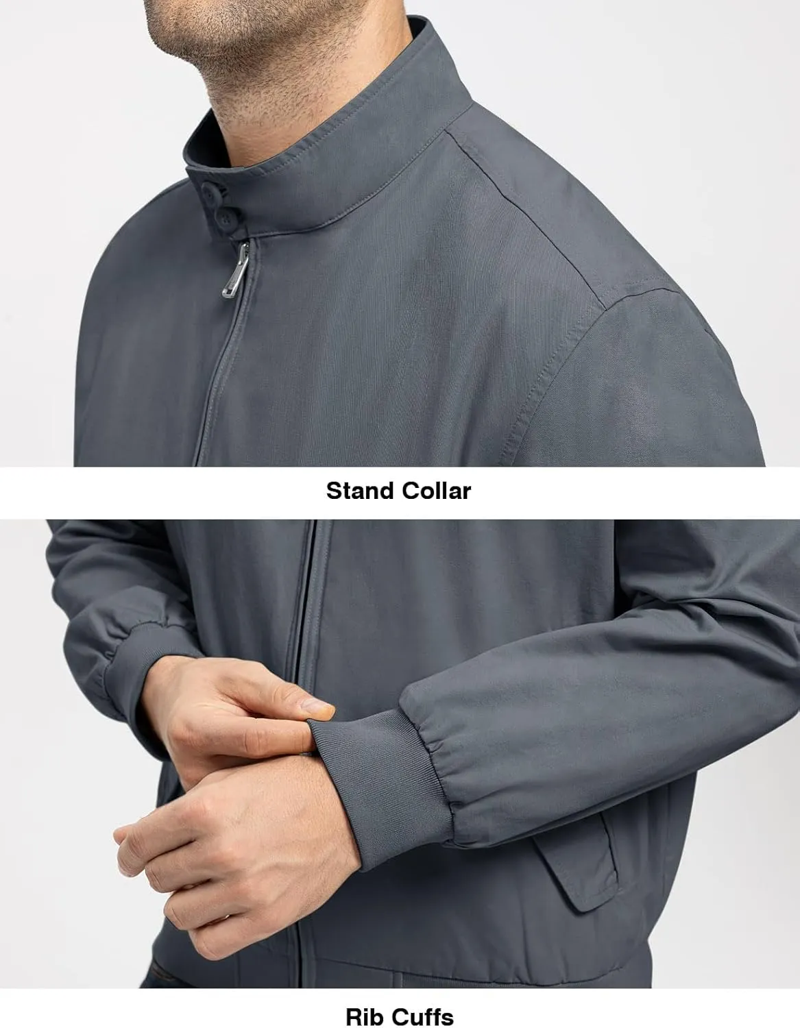 TBMPOY Men's Lightweight Cotton Jackets Golf Full Zip Windbreaker Spring Fall Stylish Casual Jackets Work bomber