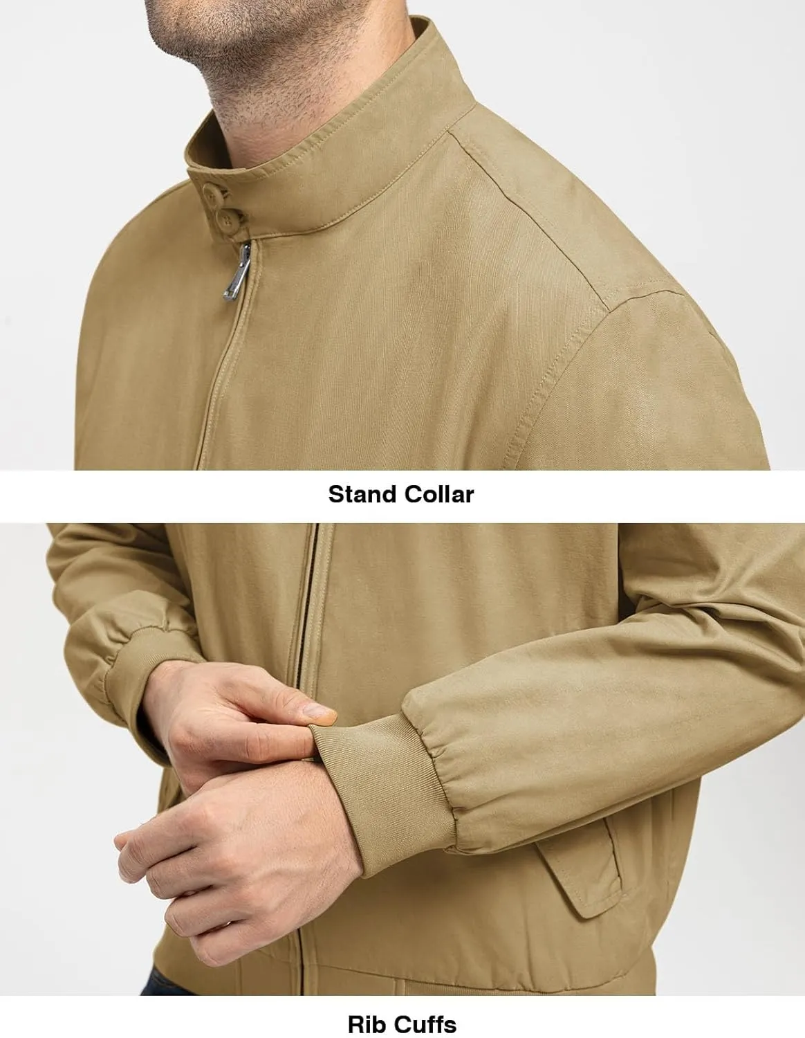 TBMPOY Men's Lightweight Cotton Jackets Golf Full Zip Windbreaker Spring Fall Stylish Casual Jackets Work bomber