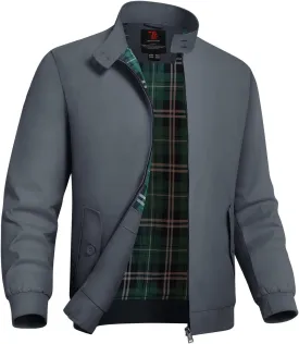 TBMPOY Men's Lightweight Cotton Jackets Golf Full Zip Windbreaker Spring Fall Stylish Casual Jackets Work bomber