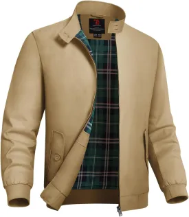 TBMPOY Men's Lightweight Cotton Jackets Golf Full Zip Windbreaker Spring Fall Stylish Casual Jackets Work bomber