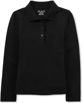 The Children's Place Girls' Long Sleeve Ruffle Pique Polo