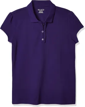 The Children's Place girls Uniform Ruffle Pique Polo Shirt, Regal Violet, 7 8 US