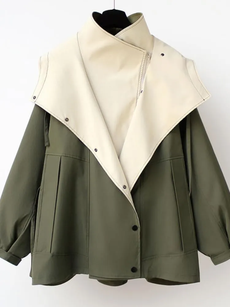 WINSUNNY Trench Coat for Women Spring Autumn Product Hooded Mid Length Women' Short Casual Loose Jacket Streetwear
