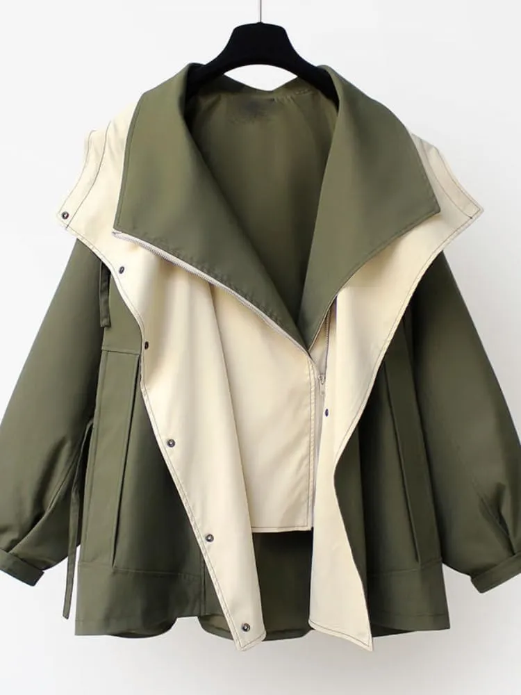 WINSUNNY Trench Coat for Women Spring Autumn Product Hooded Mid Length Women' Short Casual Loose Jacket Streetwear